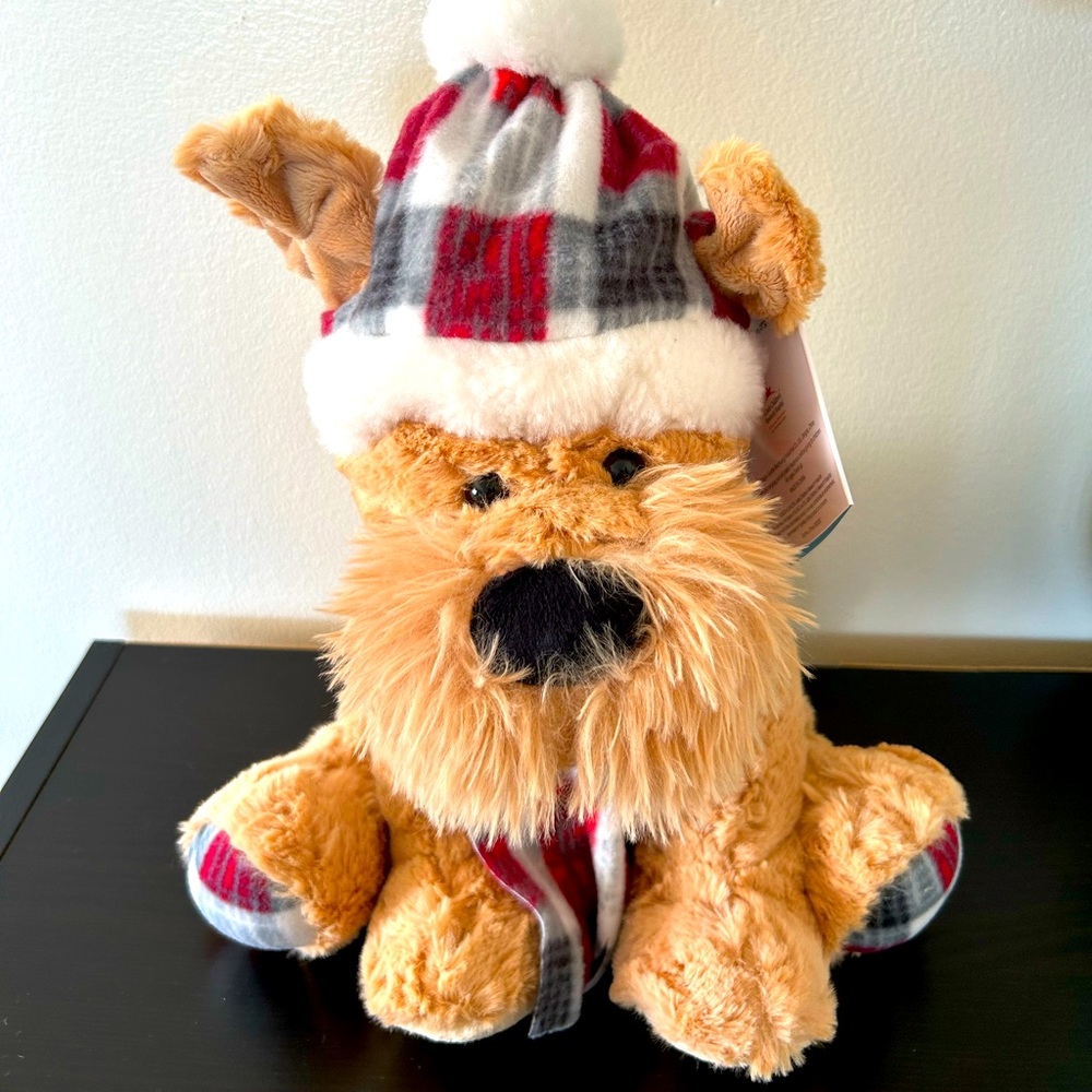 NWT St. Jude Kohls Dog Puppy Plush Scarf Hat Christmas Holiday Cancer Donation